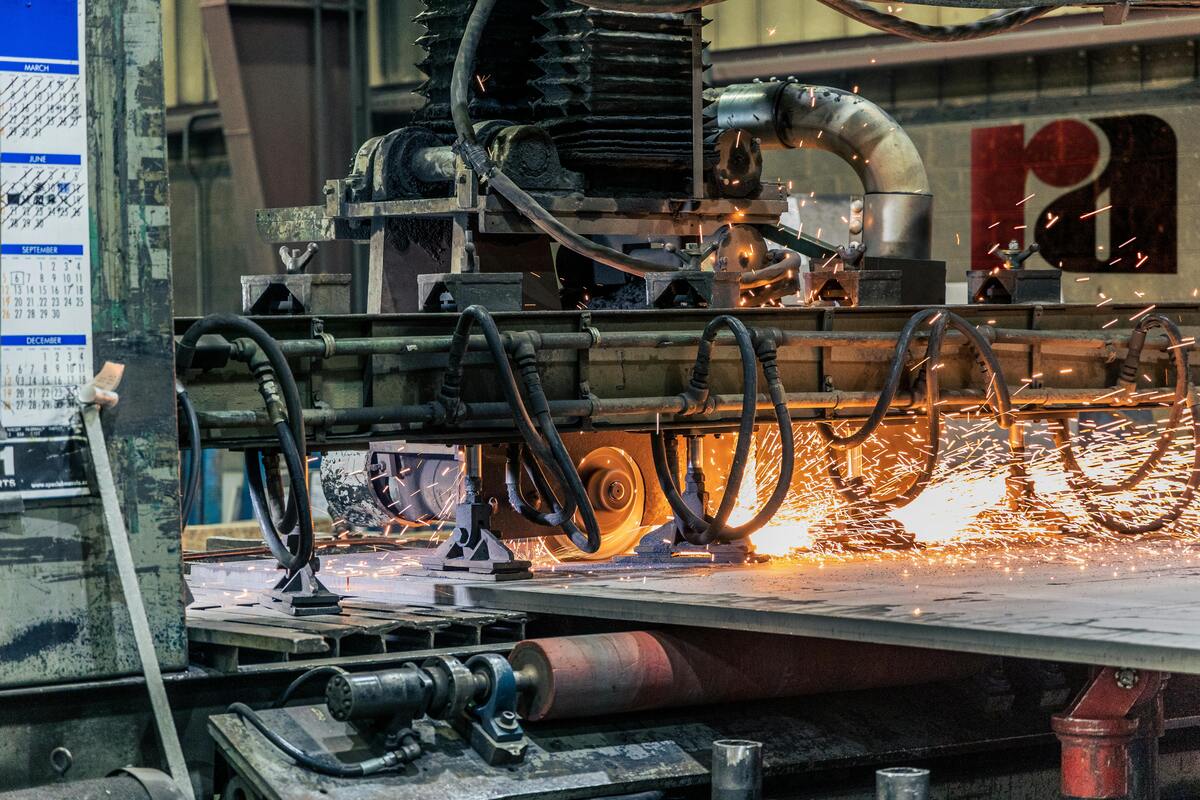 Industrial plasma cutting in action