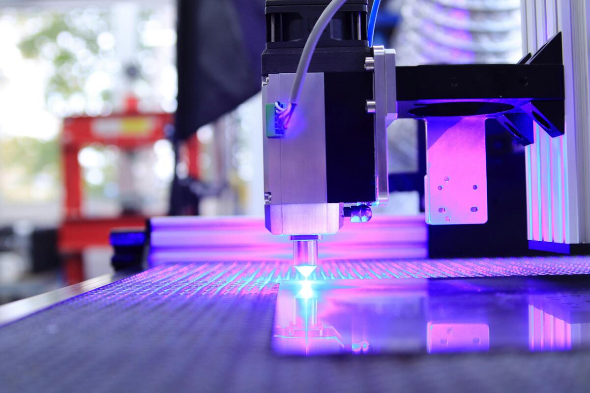 Precision laser cutting machine in operation